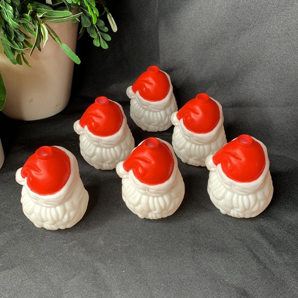 Set of 6 vintage Silversti Santa blowmold Christmas string light covers - Picture 5 of 7